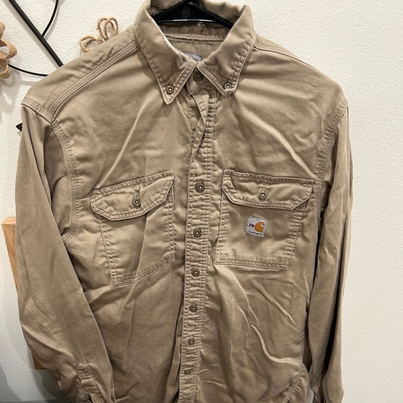 Men's Carhartt Button Down, Khaki Size S - Picture 1 of 6